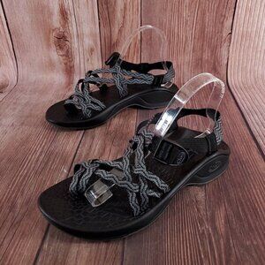 Chaco Womens Size 9 Updraft EcoTread X2 Outdoor Sandals Black Gray Waves J105182